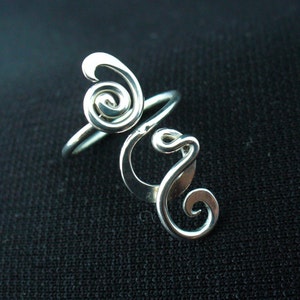 Sterling Silver Toe Ring Twisted Wire Wrapped Cute and Adjustable image 2