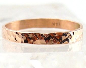 14k Rose Gold Ring Rose Gold Wedding Band Women Rose Gold Engagement Ring Women Gold Ring Hammered Gold Ring Rose Gold Wedding Band Sz 3-9