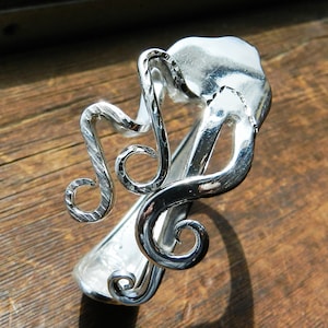 Treble Clef Eighth Note Silver Fork Bracelet Upcycled Silverware Antique Spoon Jewelry