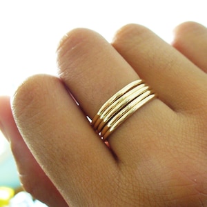 Stack Ring Set 5 Polished Gold Band Stacking Ring Set Mix Sizes in Your Set for Midi Rings Stackable Thumb Ring Set Gift 5 Golden Rings