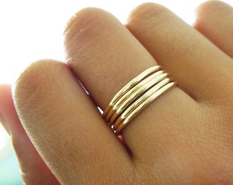 Stack Ring Set 5 Polished Gold Band Stacking Ring Set Mix Sizes in Your Set for Midi Rings Stackable Thumb Ring Set Gift 5 Golden Rings