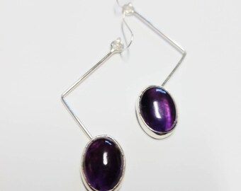 Custom Earrings for V . Sterling silver amethyst dangle earrings
