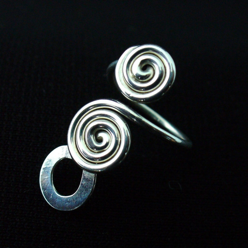 Sterling Silver Toe Ring Twisted Wire Wrapped Cute and Adjustable image 4