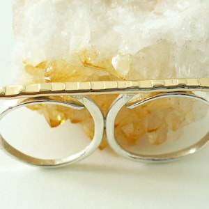 Two Finger Ring Sterling Silver and Gold