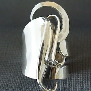 Unique Silver Ring Large Statement Ring Silver Statement Ring Solid Sterling Silver Real Fork Ring Size 5 to 16 Sterling Silverware Jewelry