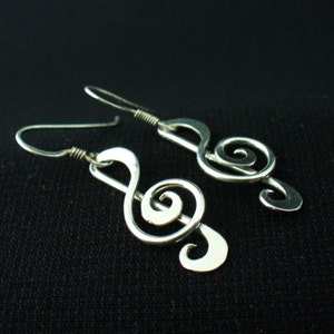 Treble Clef Earrings Musician Gifts Sterling Silver Dangle Earrings Handmade Music Note Earrings Music Gifts Musician Jewelry G Clef Earring