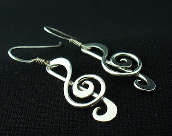 Treble Clef Earrings Musician Gifts Sterling Silver Dangle Earrings Handmade Music Note Earrings Music Gifts Musician Jewelry G Clef Earring