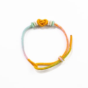 Taoway Handmade Yuanbao Knot Bracelet – Prosperity & Wealth Symbol – Gradient Dyed Rope Bracelet for Customizable Beads