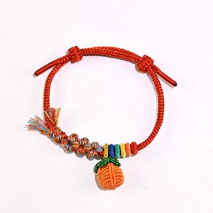 Taoway Handmade Bracelet – “Everything Goes Well” Design with Handwoven Persimmon, Peach Blossom Knot & Colorful Perfect Harmony Knots