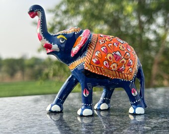 手作りの金属製象の置物、ラジャスタンの手描きの装飾 - Etsy 日本