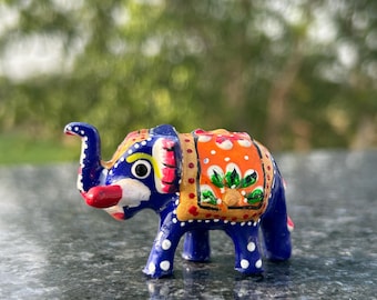 Handmade Blue Enamel Rajasthani Elephant Statue – Indian Decor - Etsy