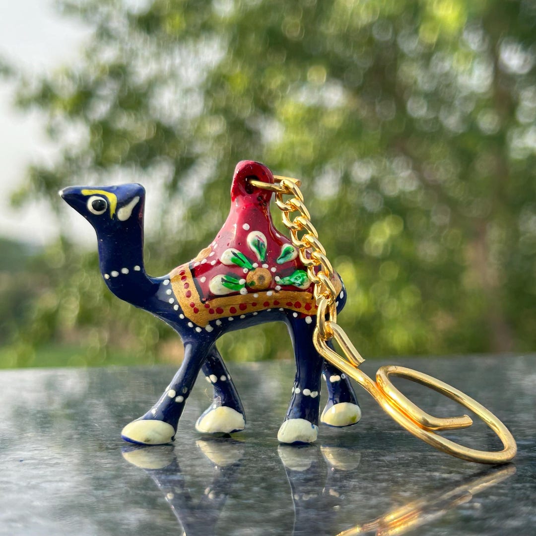 Hand-painted Camel Keychain – Rajasthani Miniature Art, Colorful ...