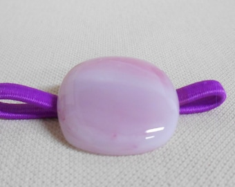 Ponytail Holder, Fused Glass, Light Pink