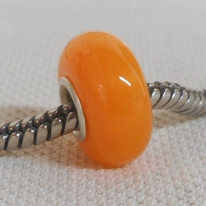 Light Orange Color Lampwork Bead Silver Cored Bead Fits European Charm Bracelets