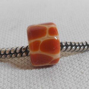 Giraffe Print Glass Handmade Lampwork European Charm Bead Flat Edge Cylinder Bead