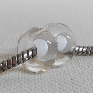 SRA Handmade Lampwork Bead Pair Charm Bracelet Beads Transparent Clear