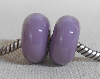 SRA Handmade Large Hole Lampwork Bead Pair Charm Bracelet Beads Purple