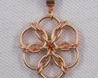 Chainmaille Pendant Solid Bronze