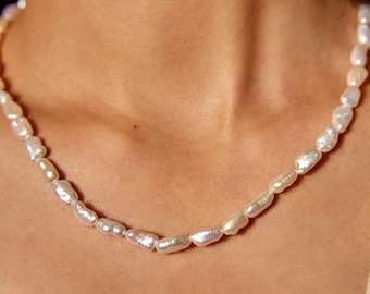 Natuurlijke barokke parelketting, unieke onregelmatige Keshi-zoetwaterparelchoker, sierlijke minimalistische sieraden, alledaagse ketting