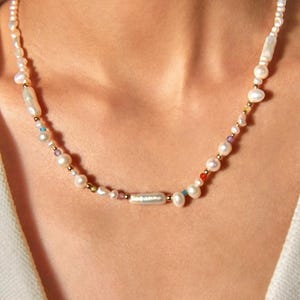 Regenboog edelsteen parelketting, Lucky Baroque Pearl Choker, kleurrijke kralenketting, sierlijke gelaagde sieraden, verjaardagscadeau voor haar afbeelding 6