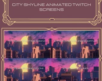 Animated City Skyline Twitch screens | Animated Twitch Transition screens