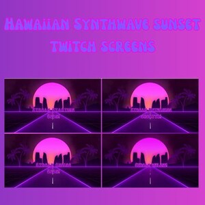 Animated Hawaiian Synthwave Twitch Screens: Streaming Set (Instant Download)