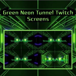 Green Neon Twitch Screens | Animated Twitch Overlay