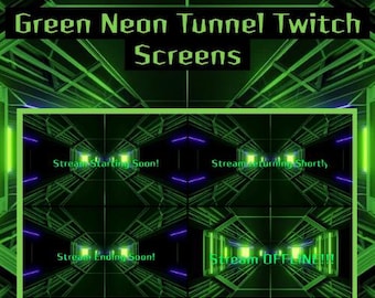 Green Neon Twitch Screens | Animated Twitch Overlay
