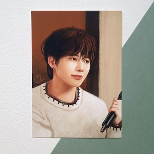 Cartolina con stampa artistica digitale del ritratto di TAEHYUN di TXT - Tomorrow x Together fanart k-pop