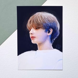 Carte postale imprimée d'art numérique TXT HUENINGKAI - Tomorrow x Together fanart k-pop