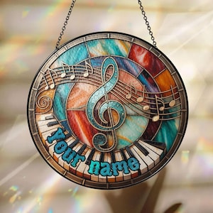 Personalized Teacher Music Stained Glass Suncatcher, Teacher Music Gift, Teacher Gift, Music Lover, Thank You Teacher, Back To School Gift