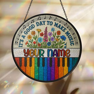Personalized Teacher Music Stained Glass Suncatcher, Teacher Music Gift, Teacher Gift, Music Lover, Thank You Teacher, Back To School Gift