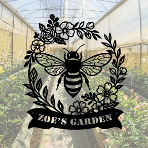 Personalized Honey Bee Sign, Custom Metal Bee Decor, Welcome Family Bee Sign, Gift for Gardener Bee Keeper, Honey Bee Accent, Bee Garden