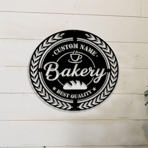 Custom Bakery Metal Sign, Bakery Shop Sign, Bakery Decor, Baker&#39;s Gift, Kitchen Wall Art, Café Decor, Homemade Bakery