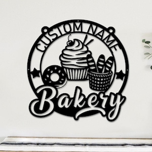 Custom Bakery Metal Sign, Bakery Shop Sign, Bakery Decor, Baker&#39;s Gift, Kitchen Wall Art, Café Decor, Homemade Bakery