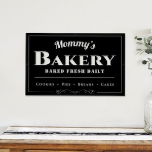 Personalized Bakery Sign With Name, Custom Metal Bakery Sign, Bakery Decor, Kitchen Signs, Gift for Mom, Wall Signs, Farmhouse Signs,