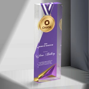 Personalized Clear Trophy Award Plaque, Company Anniversary Employee Awards Ceremony, Corporate Trophy Award, Customizable Award Trophee