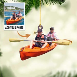 Personalized Kayak Ornament With Photo, Christmas Gift For Dad, Kayak Ornament For Couple Photo, Kayaking Gifts Ornaments