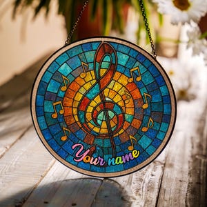 Personalized Teacher Music Stained Glass Suncatcher, Teacher Music Gift, Teacher Gift, Music Lover, Thank You Teacher, Back To School Gift