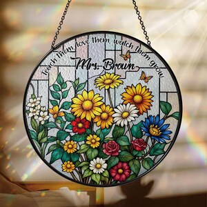 Custom Teacher Stained Glass Suncatcher, Teacher Appreciation Gift From Student, Back To School Gift, Teacher Gift, Window Hanging Classroom