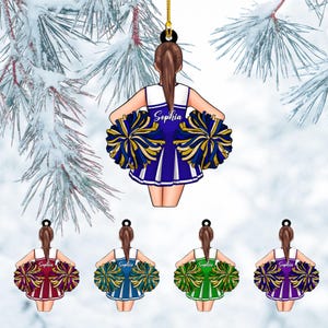Personalized Cheerleading Ornaments Gift, Cheer Girl Dancer with Pompom, Cheerleading Lovers Ornaments, Cheer Coach Gift, Gifts For Daughter