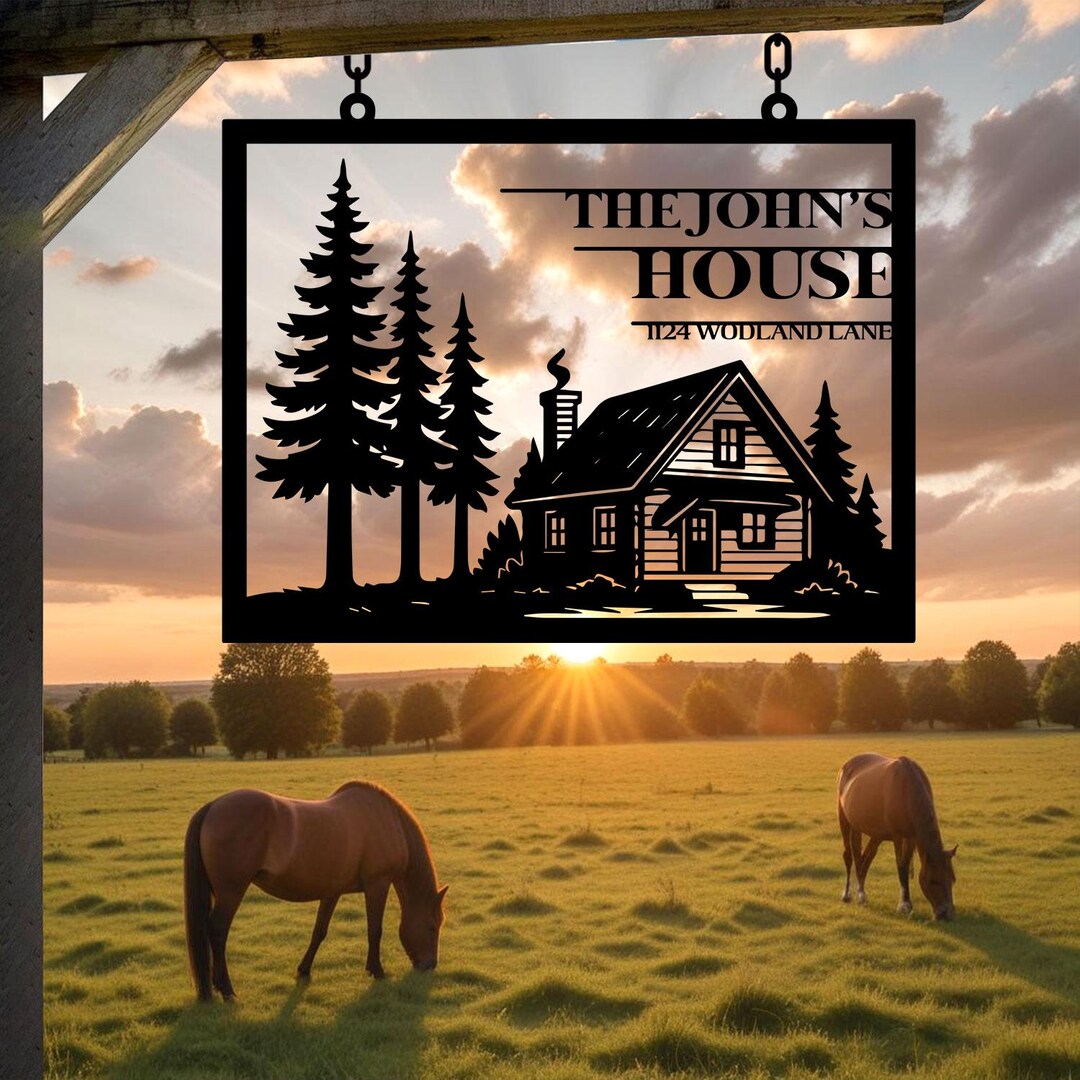 Custom Farmhouse Metal Sign, House Address Outdoor Sign, Personalized ...