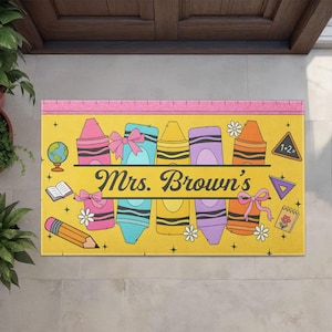 Welcome Classroom Doormat, Custom Classroom Doormat, Teacher Appreciation Gift, Teacher Doormat Gifts, Custom Teacher Name Door Mat