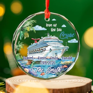 Personalized Cruise Ship Christmas Ornament: Glass Vacation Keepsake