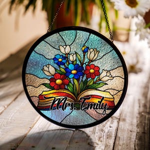 Custom Teacher Stained Glass Suncatcher, Teacher Appreciation Gift From Student, Back To School Gift, Teacher Gift, Window Hanging Classroom