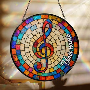 Personalized Teacher Music Stained Glass Suncatcher, Teacher Music Gift, Teacher Gift, Music Lover, Thank You Teacher, Back To School Gift
