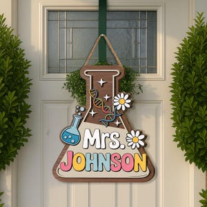 Custom 3D Science Teacher Name Sign, Science Classroom Decor, Teacher Door Hanger, Custom Teacher Door Sign, , Teacher Gift