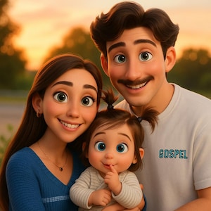 Portrait à partir d'une photo, portrait style dessin animé Pixar personnalisé, portrait numérique 3D, devenir un personnage Pixar, portrait de famille, portrait de couple