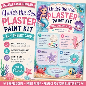 Plaster Paint Kit Insert Template | Editable Canva 5x7 | Under the Sea