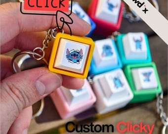 Portachiavi antistress Lilo e Stitch Keycap – Giocattolo cubo 3D personalizzato con interruttore meccanico a scatto – Scegli colori e design – Regalo Fidget